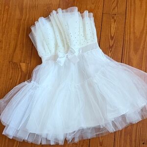 White Tulle Dress with Bow